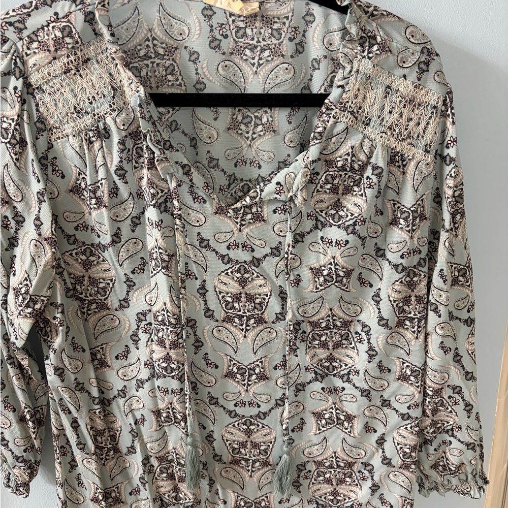 Style & Co. Paisley Print Blouse in Cream and Brown